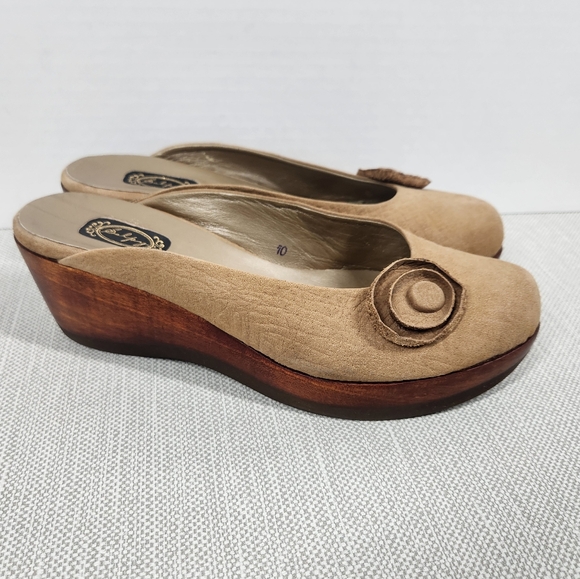 Salpy Size 10 Tan Leather Mules Boho Handmade - Picture 1 of 14